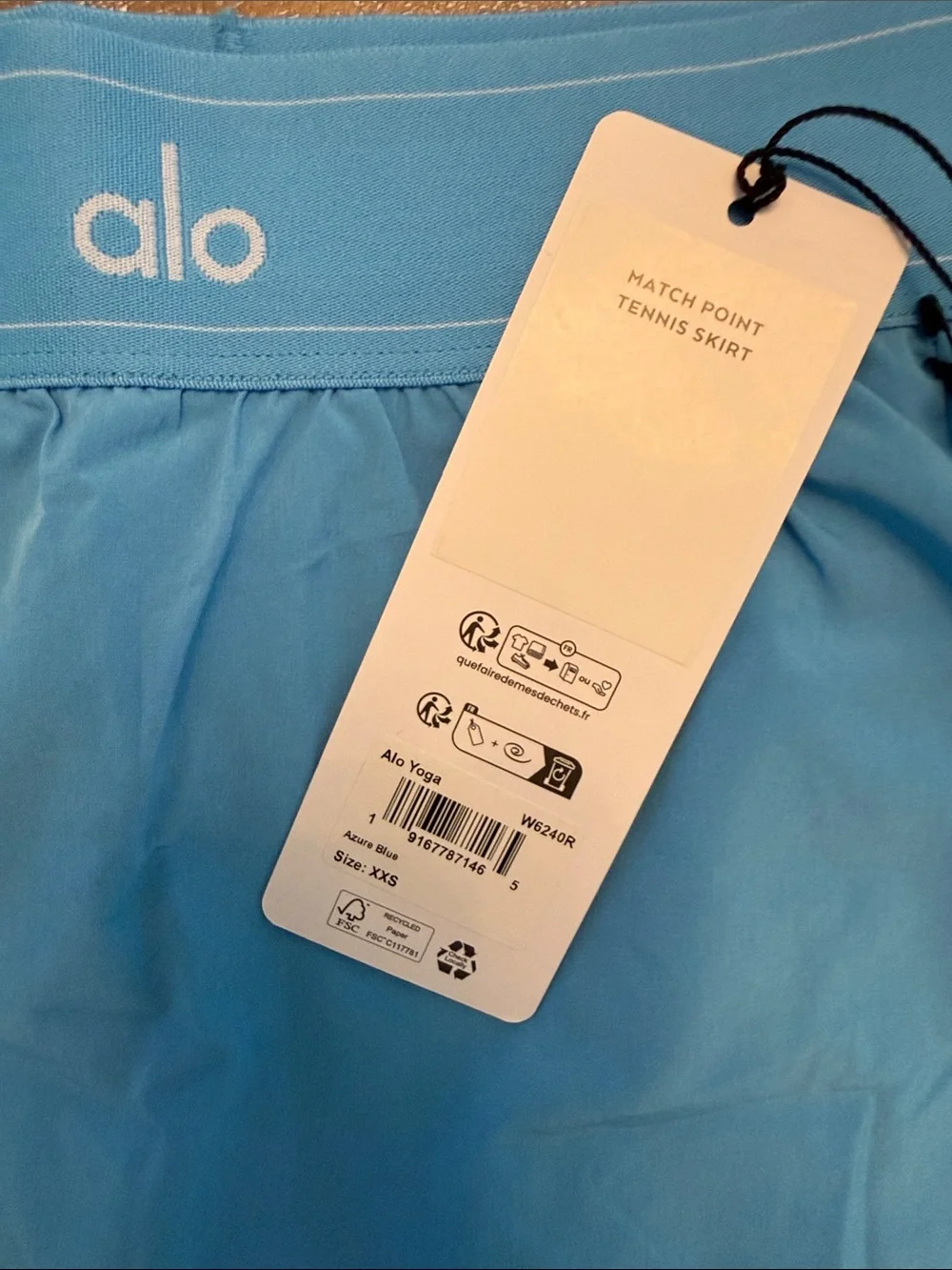 ALO Yoga Azure Sky Blue Match Point Tennis Skirt with Built-In Shorts XXS
